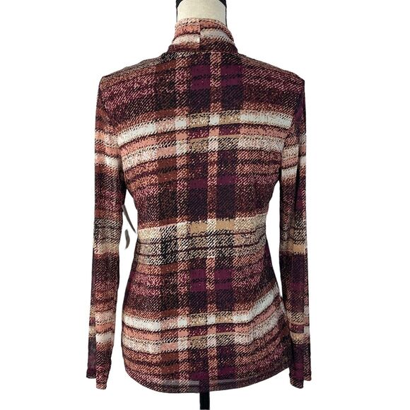 Bar III X-Small Top Plaid Long Sleeve Turtleneck Stretch Lined Lightweight Multi - Picture 5 of 9